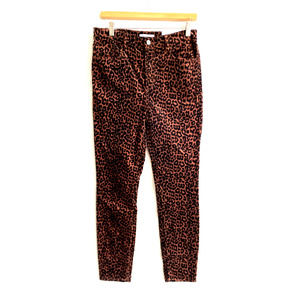 LOFT Skinny High Rise Skinny Leopard Print Velvet Corduroy Pants Size 6/28 NWT